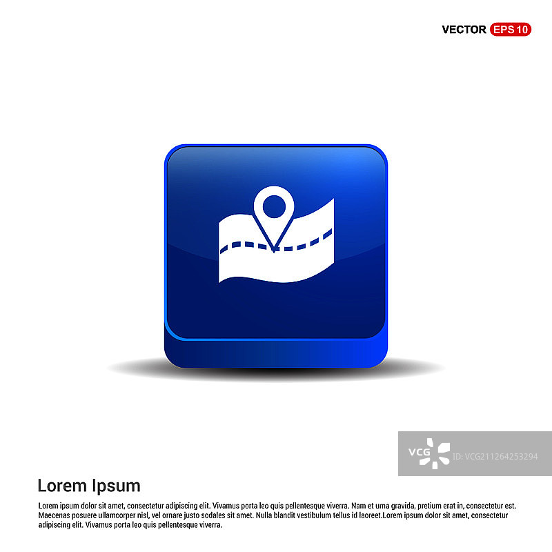 地图定位图标 - 3D蓝色按钮图片素材