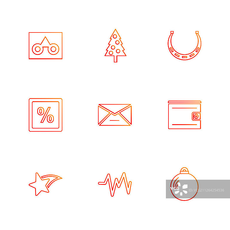 圣诞节前夕：雪花、树木、糖果、新年、庆祝、礼品盒、降雪、冬季、连衣裙图标矢量设计图片素材