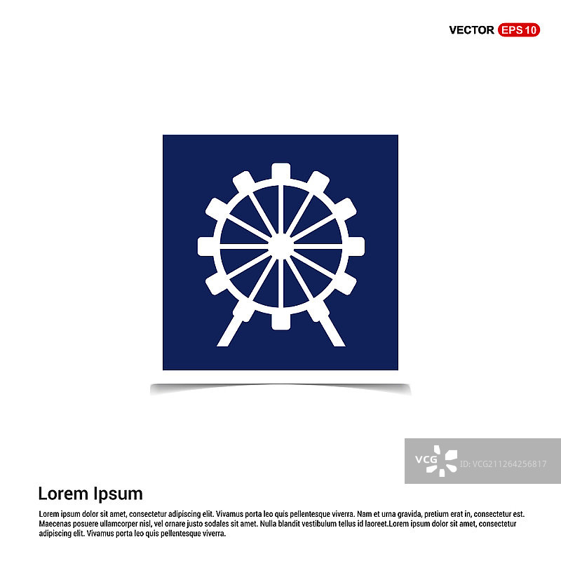 蓝色相框中的车轮图标图片素材