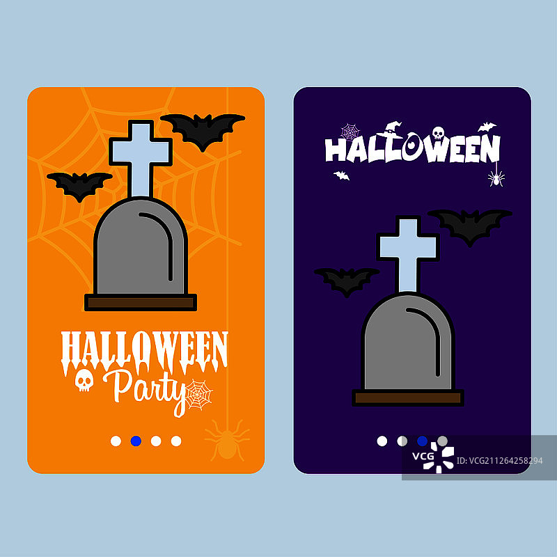万圣节墓地邀请函设计矢量图图片素材