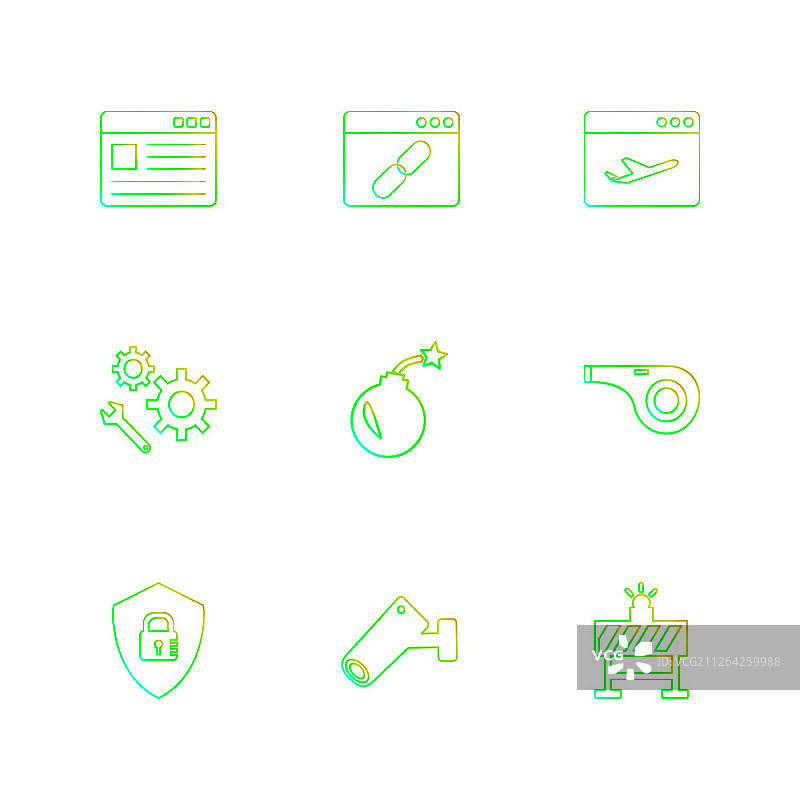 UI设计图标素材：炸弹、盾牌、相机、哨子等（扁平风格）图片素材