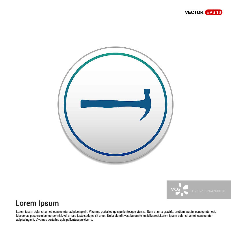 锤子图标-白色圆形按钮图片素材