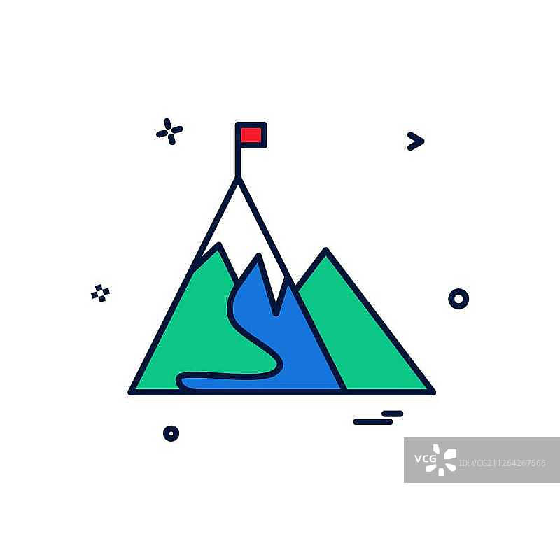山峰旗帜图标矢量设计图片素材