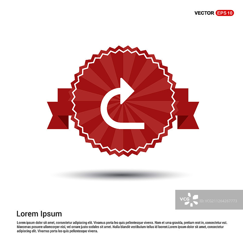 向右转箭头图标 - 红色横幅图片素材