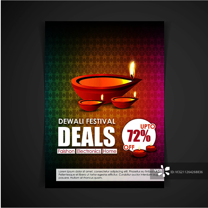 具有优雅设计向量的排灯节庆祝卡片图片素材