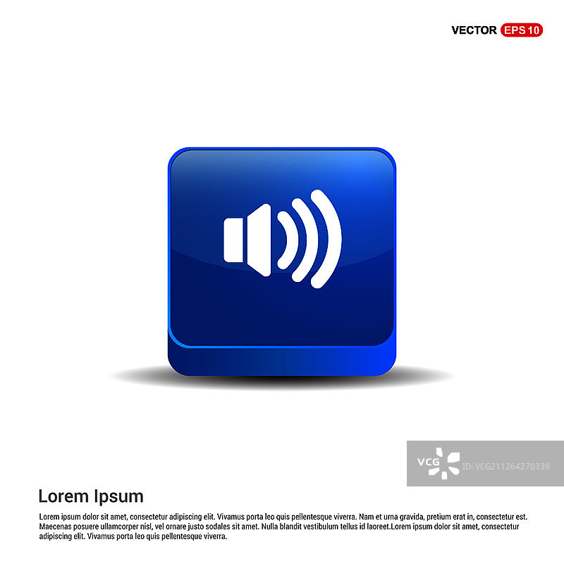 扬声器图标3D蓝色按钮图片素材