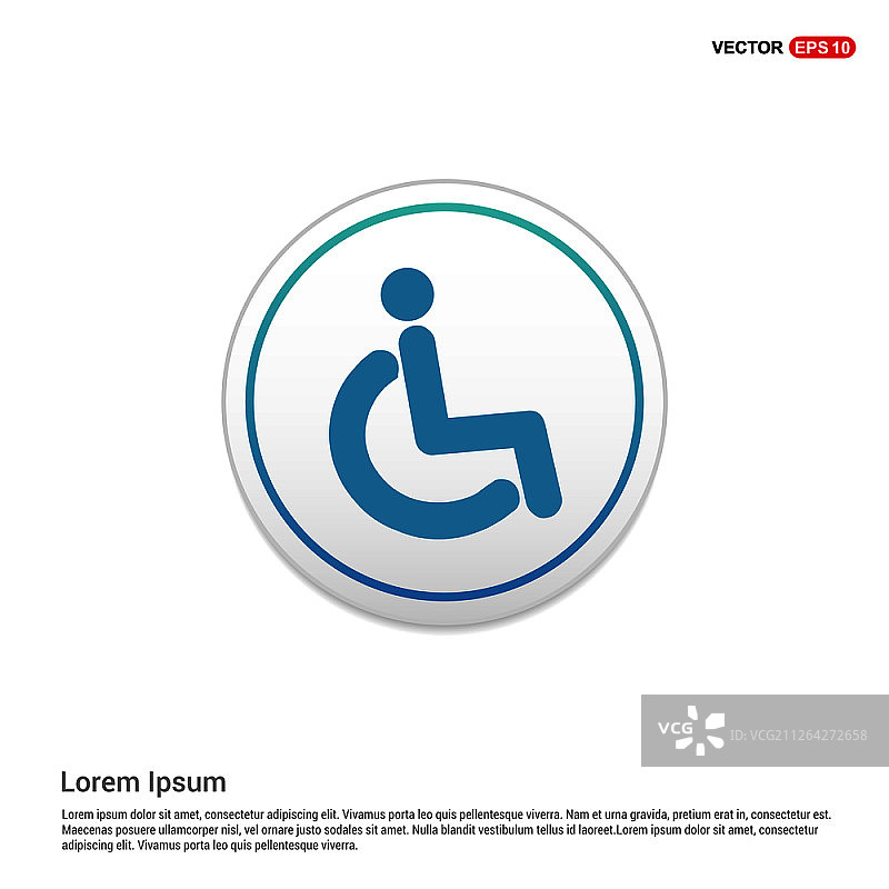 轮椅图标 - 白色圆形按钮图片素材