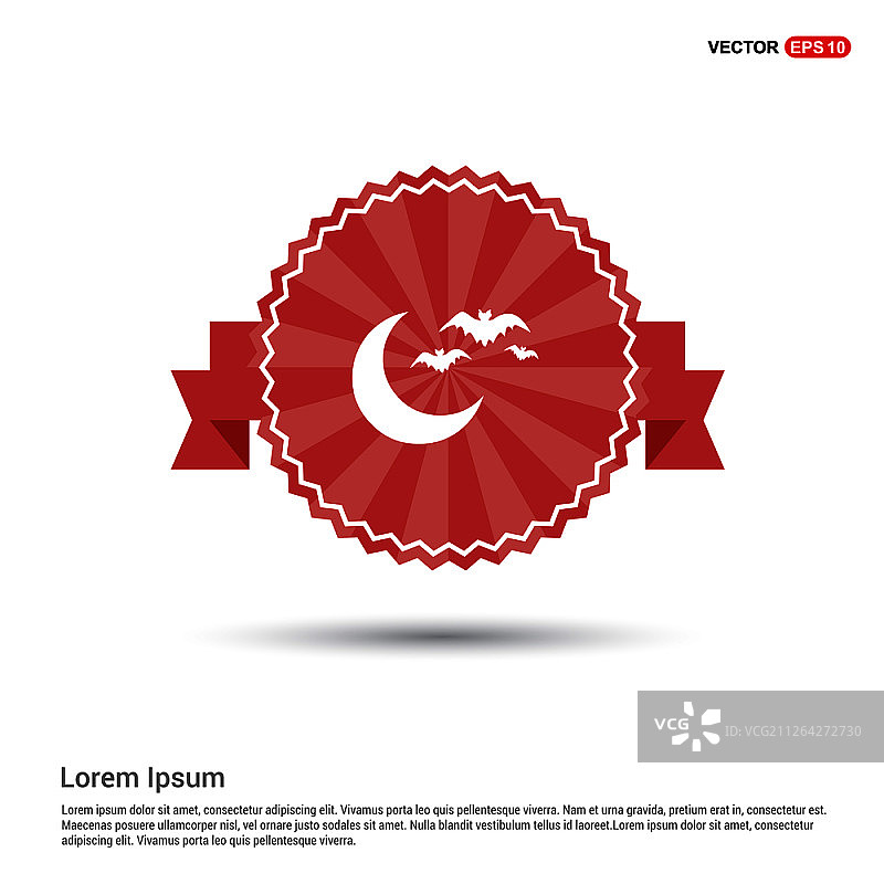 万圣节蝙蝠与月亮图标-红色banner图片素材