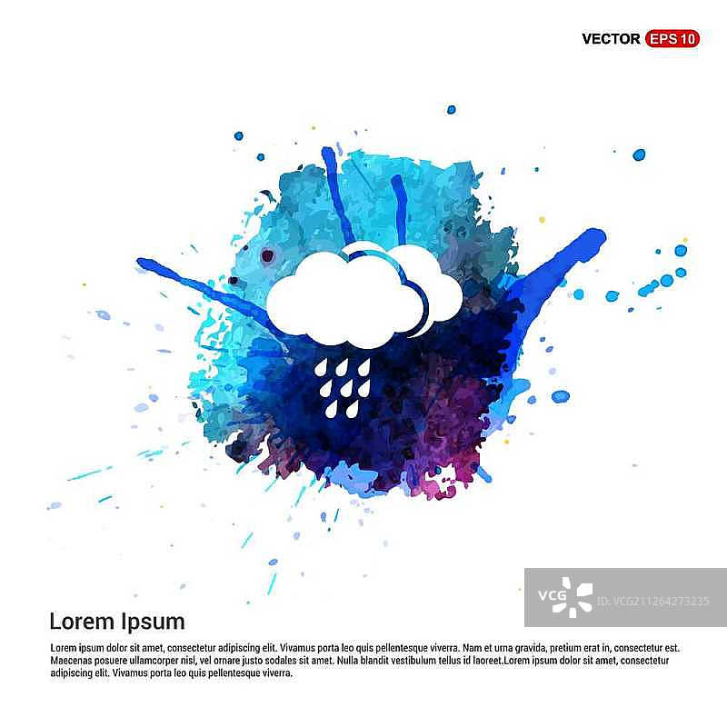 水彩背景的下雨云图标图片素材