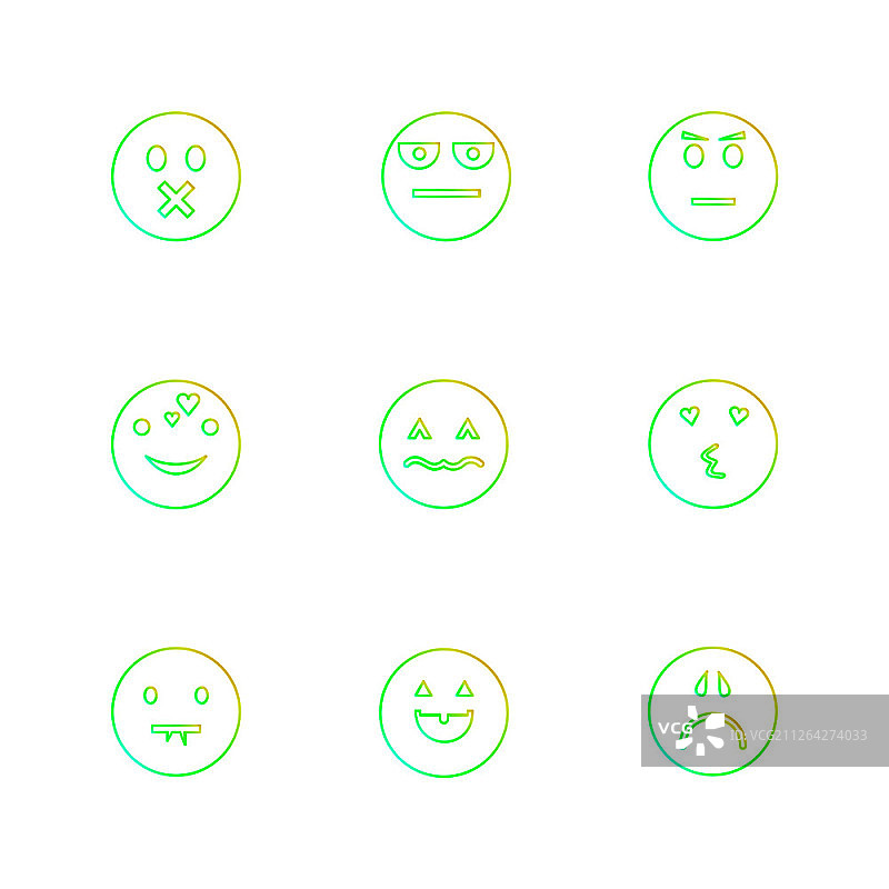 表情符号，笑脸，悲伤，快乐，哭泣，大笑，爱，愤怒，恼人，困惑，紧张，心碎，浪漫，图标，矢量，设计，扁平，集合，风格，创意，图标图片素材