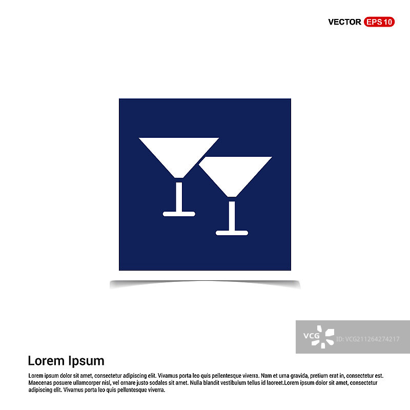 鸡尾酒杯图标 - 蓝色相框图片素材