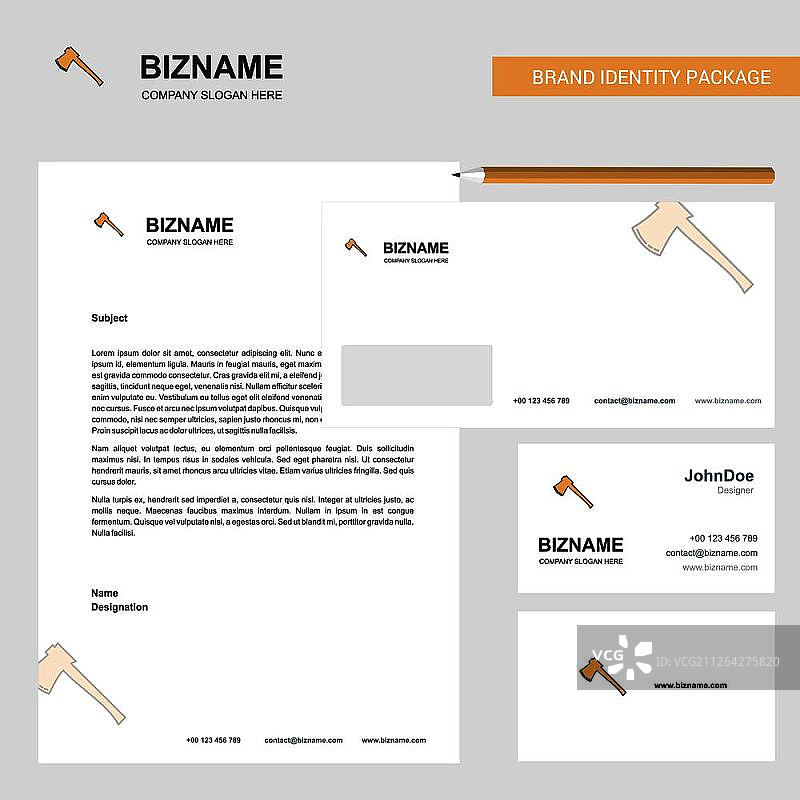 斧头公司信头、信封和名片设计矢量模板图片素材