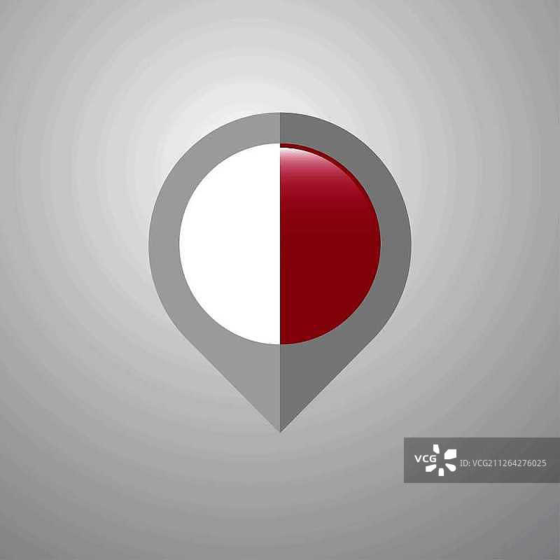 具有马耳他旗帜设计的地图导航指针矢量图片素材