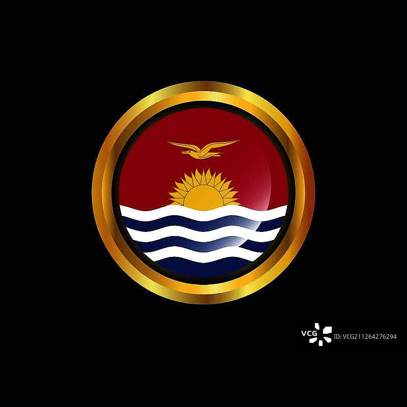 基里巴斯国旗金色按钮图片素材