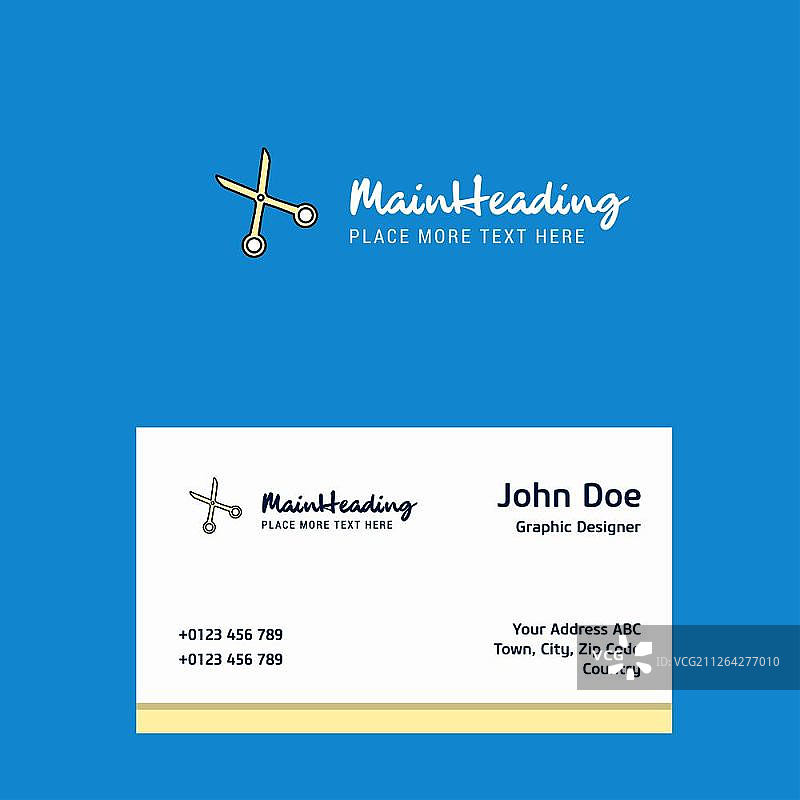 带名片模板的剪刀标志设计，优雅的企业形象，矢量素材图片素材
