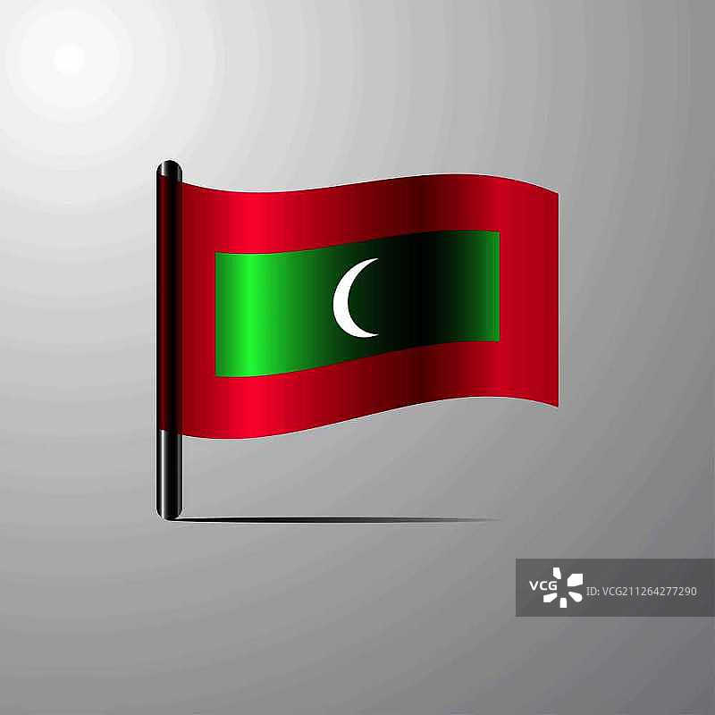 马尔代夫飘扬的闪亮旗帜设计矢量图图片素材
