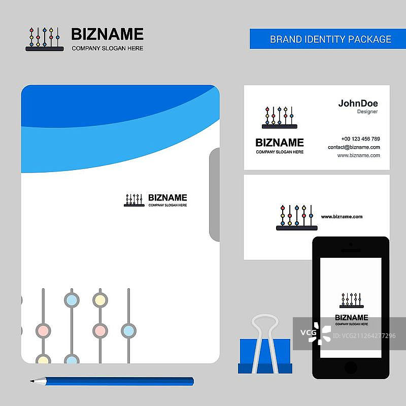 算盘商业Logo、文件封面名片和移动App设计。矢量插图图片素材