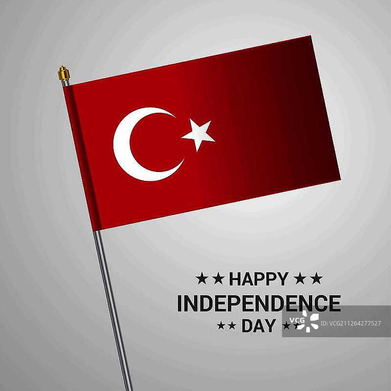 带有国旗的土耳其独立日排版设计矢量图图片素材