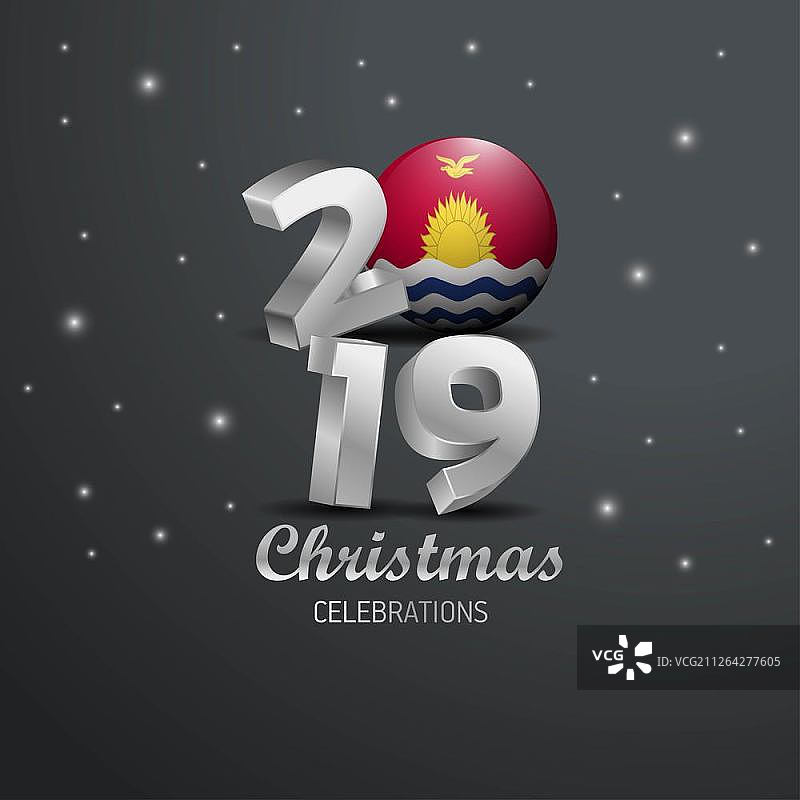 基里巴斯国旗2019圣诞节排版。新年抽象庆祝背景图片素材