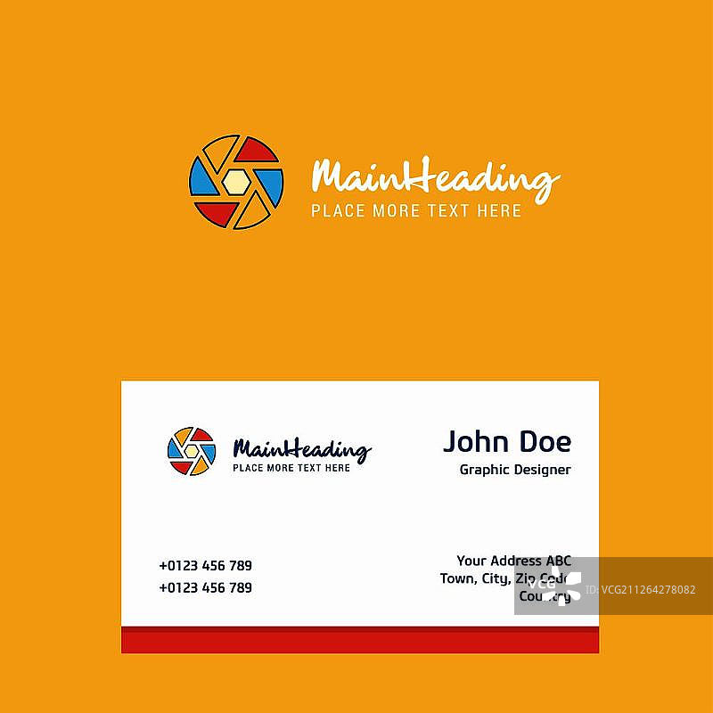 带有商务名片模板的相机快门标志设计。优雅的企业形象。- 矢量图片素材