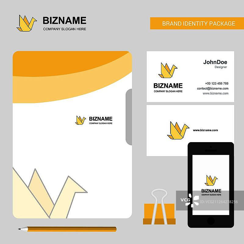 鸟类商业Logo、文件封面、名片和App设计矢量插图图片素材