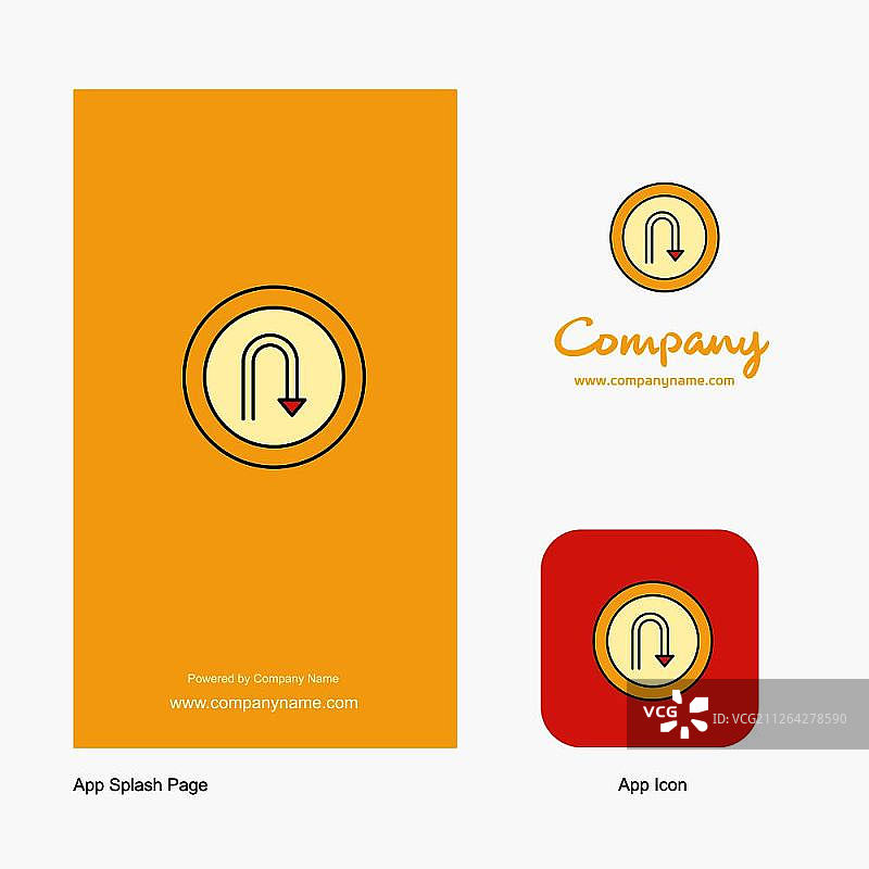 U形转弯路标公司Logo App图标和启动页设计创意商务App设计元素图片素材