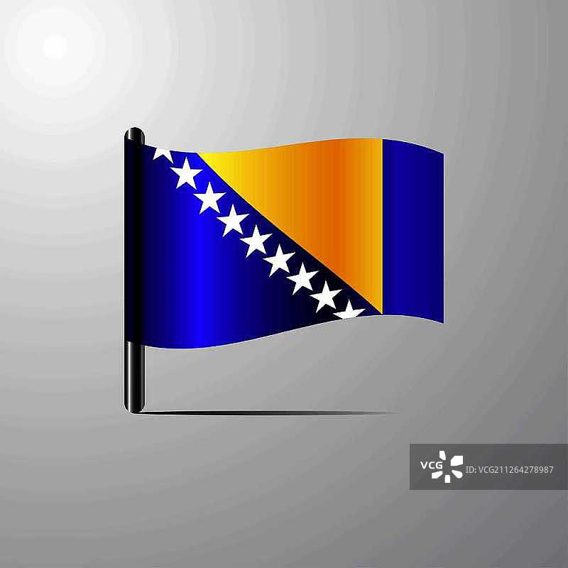 波斯尼亚和黑塞哥维那飘扬国旗矢量图图片素材