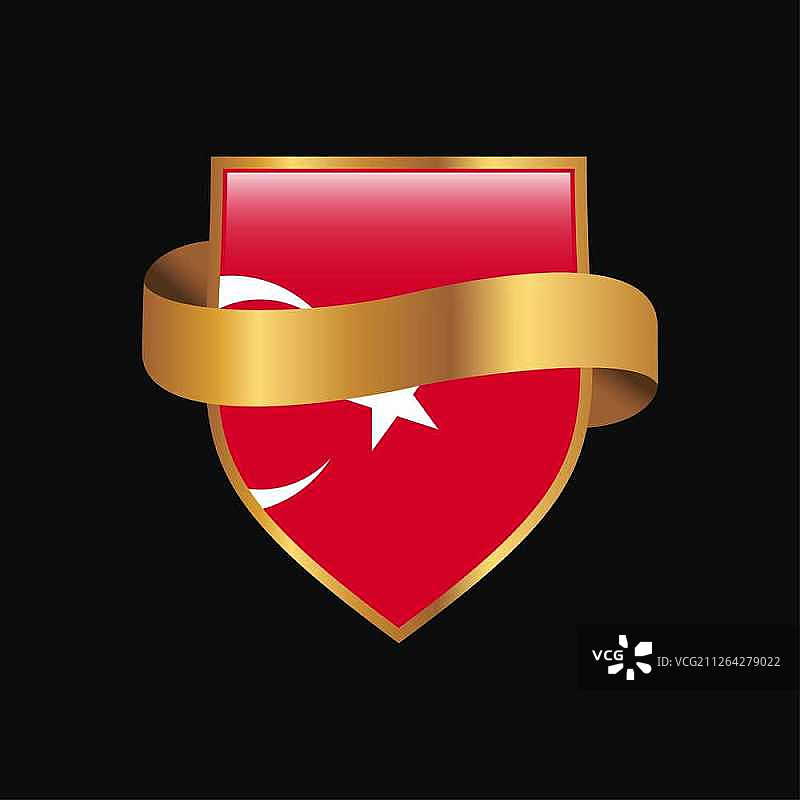 土耳其国旗金色徽章设计矢量图图片素材