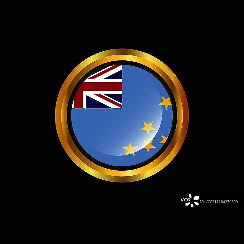 图瓦卢国旗金色按钮图片素材