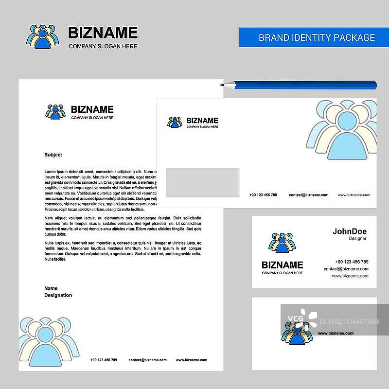 警察头像商务信笺、信封和名片设计矢量模板图片素材