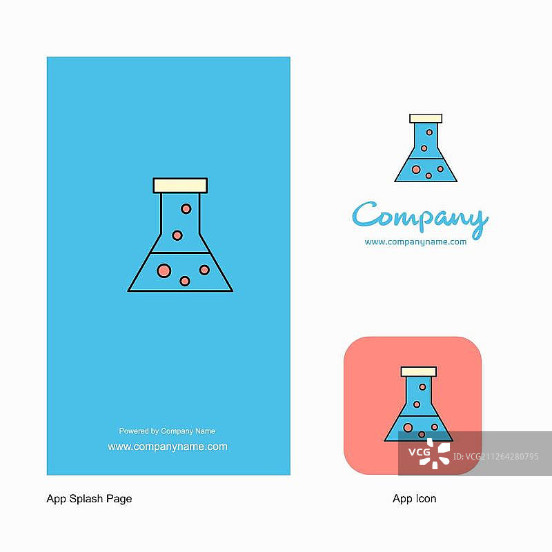 烧杯公司Logo App图标和启动页设计：创意商业App设计元素图片素材