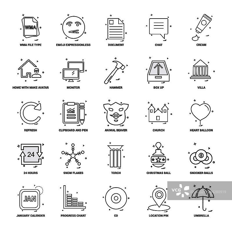 25个商业概念组合线图标集图片素材