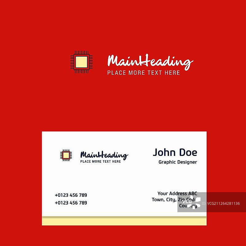 带有名片模板的处理器Logo设计。优雅的企业形象。-矢量图片素材