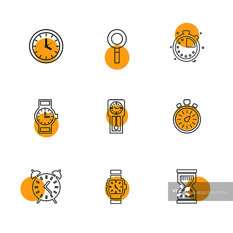 时间、手表、时钟、闹钟、计时器图标矢量设计扁平风格创意图标合集图片素材