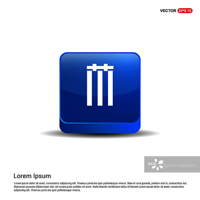 板球挡板图标 - 3D蓝色按钮图片素材