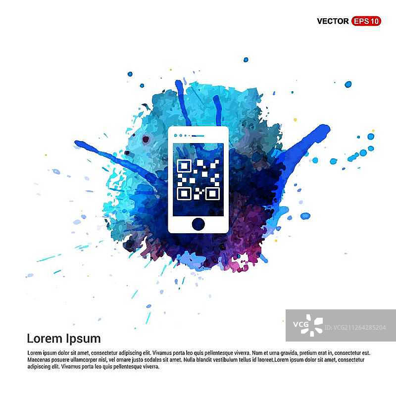 智能手机图标 - 水彩背景图片素材