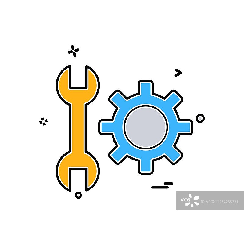 扳手齿轮设置矢量图标设计图片素材