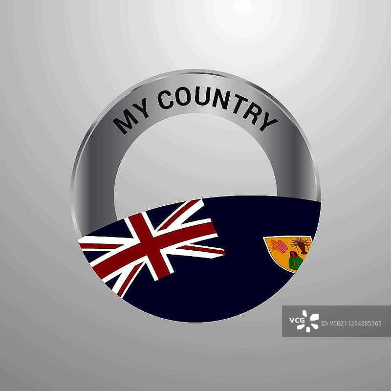 特克斯和凯科斯群岛我的国家国旗徽章图片素材
