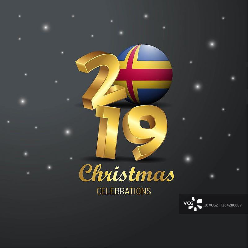 奥兰群岛旗帜2019圣诞节排版新年抽象背景图片素材