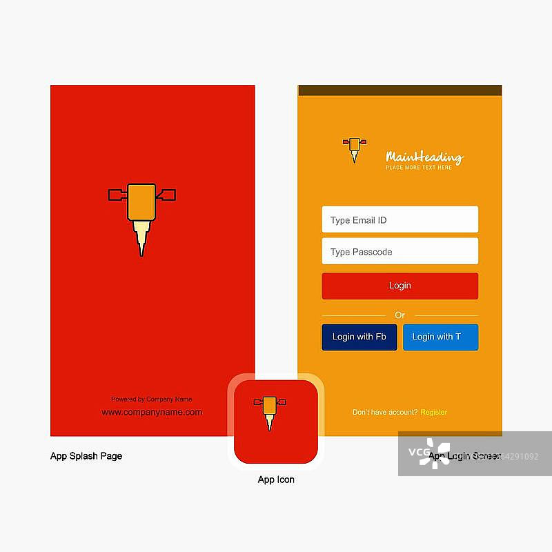 带Logo模板的公司施工App启动页和登录页设计图片素材