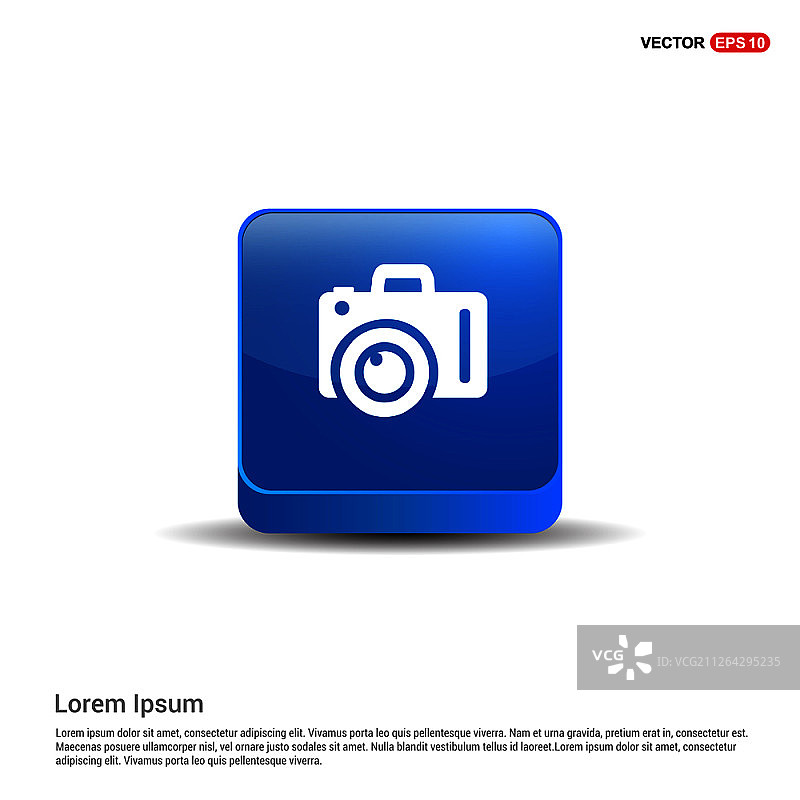 照相机图标，3D蓝色按钮图片素材