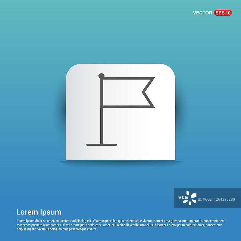 旗帜标记图标 - 蓝色贴纸按钮图片素材