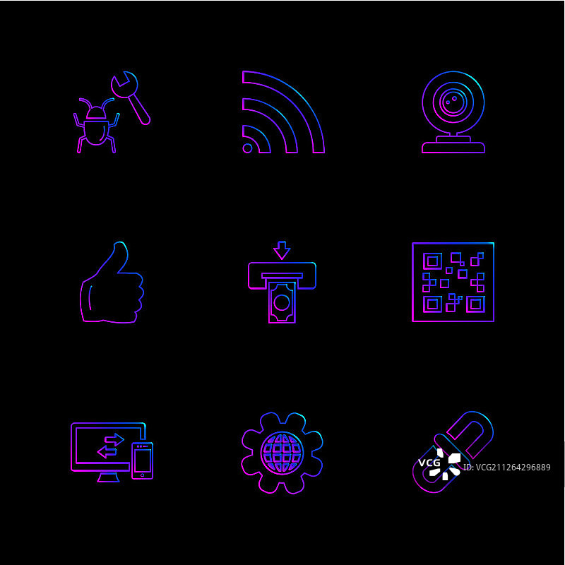 SEO、金钱、互联网、漏洞、网络、盾牌、锁、消息、笔记、美元、显示器、电脑图标矢量设计扁平风格创意图标合集图片素材