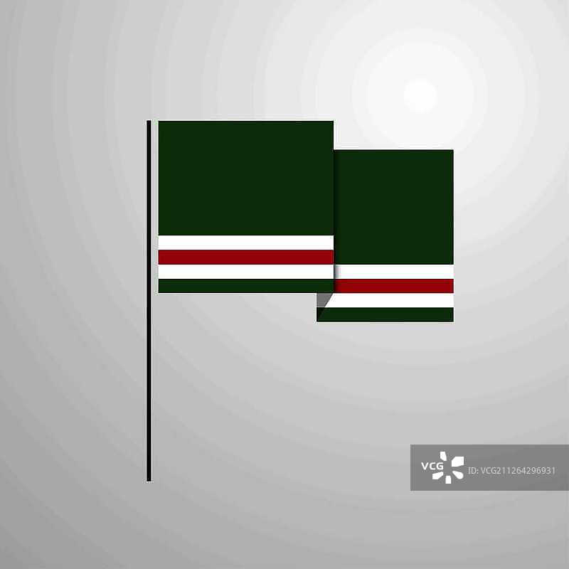 伊奇克里亚车臣共和国挥舞的旗帜设计矢量图片素材