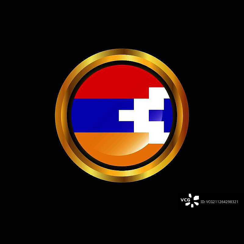 纳戈尔诺-卡拉巴赫共和国旗帜金色按钮图片素材