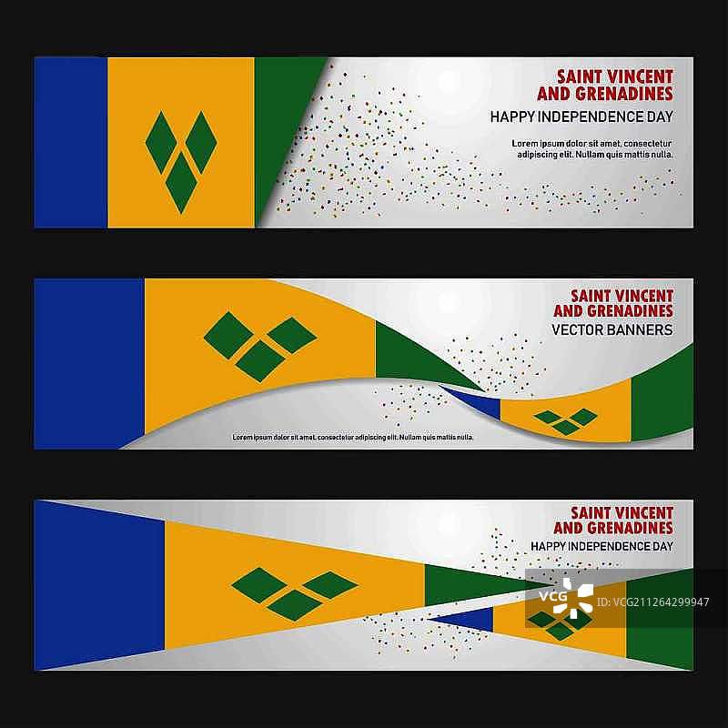 圣文森特和格林纳丁斯独立日抽象背景设计banner和宣传单，明信片，景观，庆祝矢量图图片素材