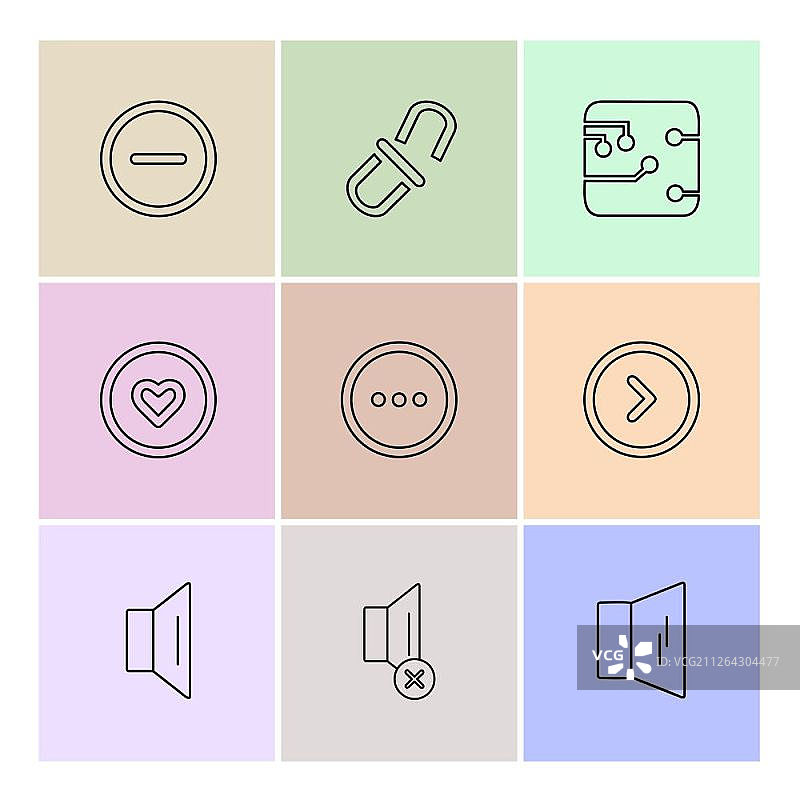 用户界面扁平风格矢量图标集图片素材