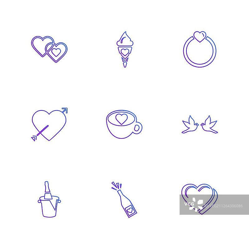 浪漫爱情主题图标图片素材