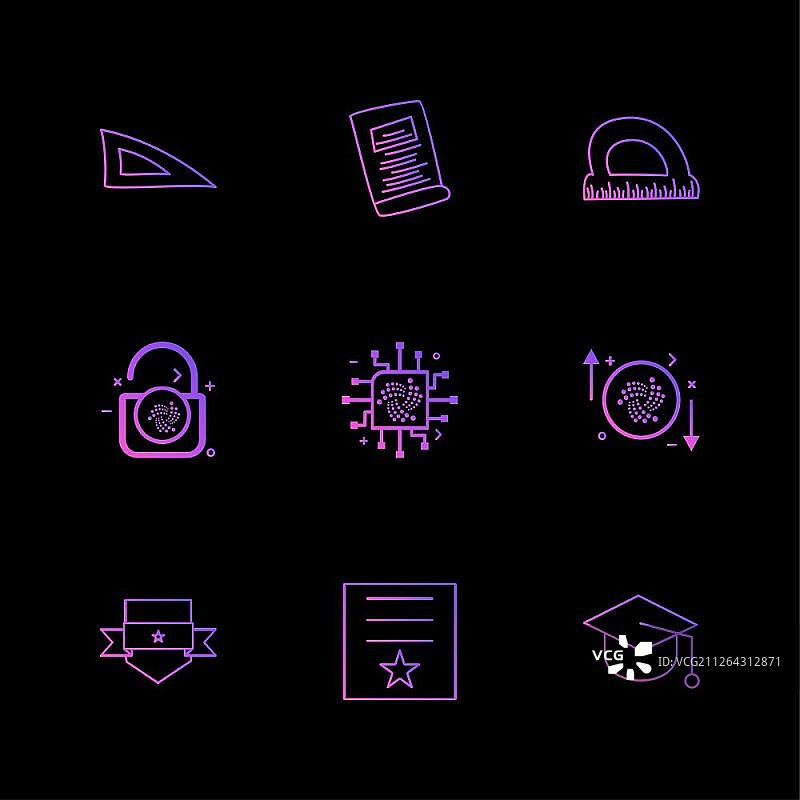 比例、几何图形、纸张、D比例、锁定、解锁、盾牌、徽章、帽子、毕业典礼、证书、IC、图标、矢量、设计、扁平、集合、风格、创意图标图片素材