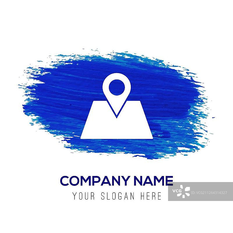 地图定位图标蓝色水彩背景图片素材